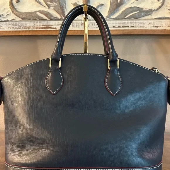 Dooney & Bourke Navy Leather Satchel - Picture 2 of 16